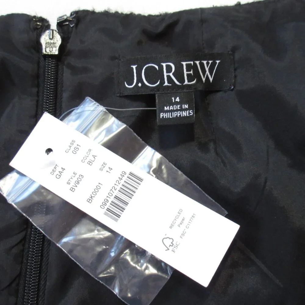NWT J.Crew Sophia Sleeveless Mini in Black Tweed Jewel Buttons Dress 14 - Picture 7 of 8